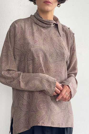 Calvin Klein Silk Secretary Blouse - Paisley