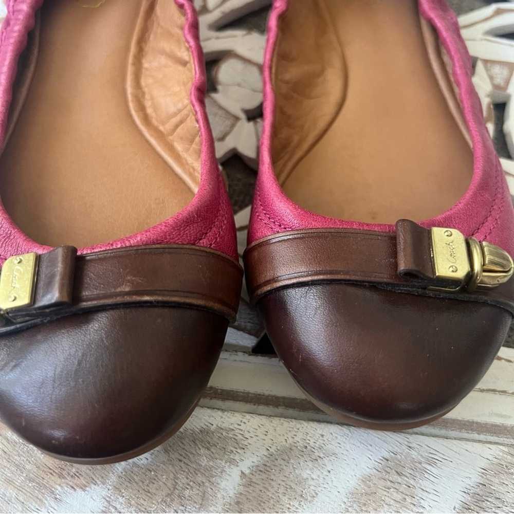 Coach Leather Ballet Pink & Brown Flats Shoes Wom… - image 2