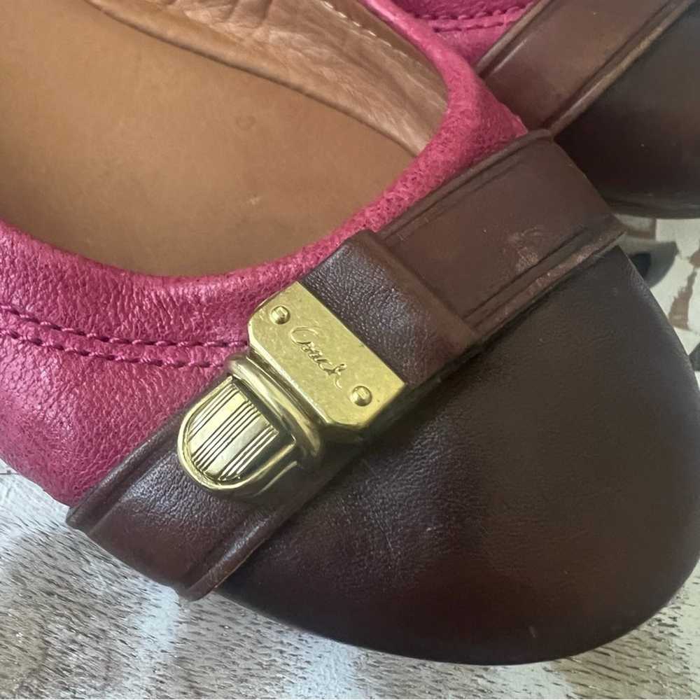 Coach Leather Ballet Pink & Brown Flats Shoes Wom… - image 7