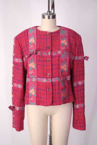 1990s Kenzo Jungle Wool Tweed Bow Jacket