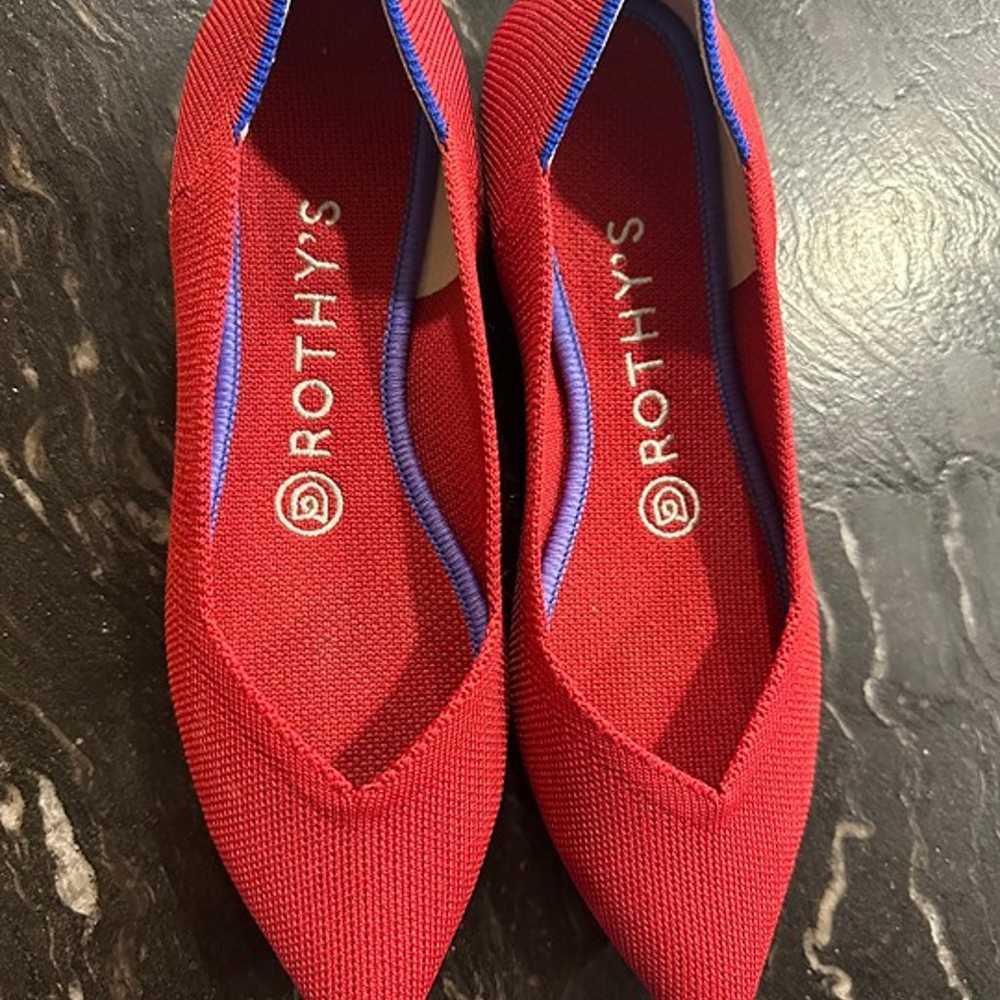 Rothy's The Point Red Ballet Flats Loafers Size W… - image 1