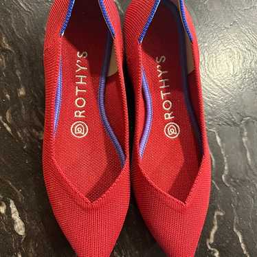 Rothy's The Point Red Ballet Flats Loafers Size W… - image 1