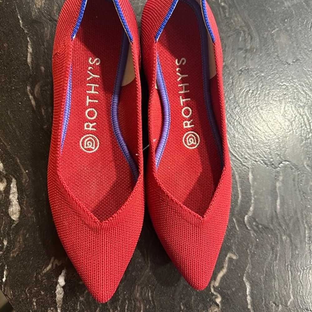 Rothy's The Point Red Ballet Flats Loafers Size W… - image 6