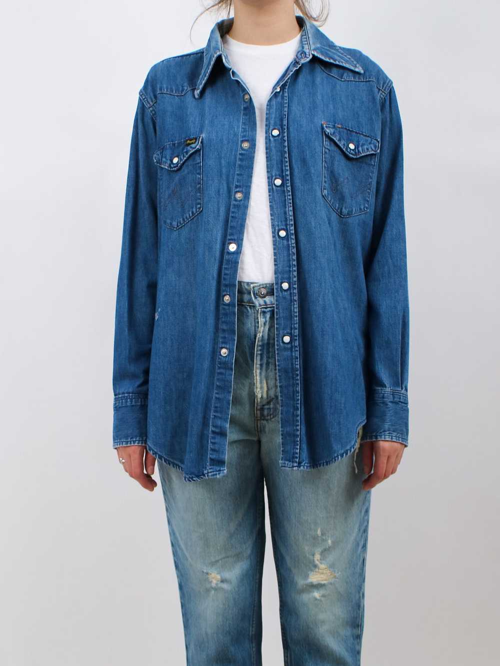 1970s Wrangler Western Style Denim Shirt - image 1