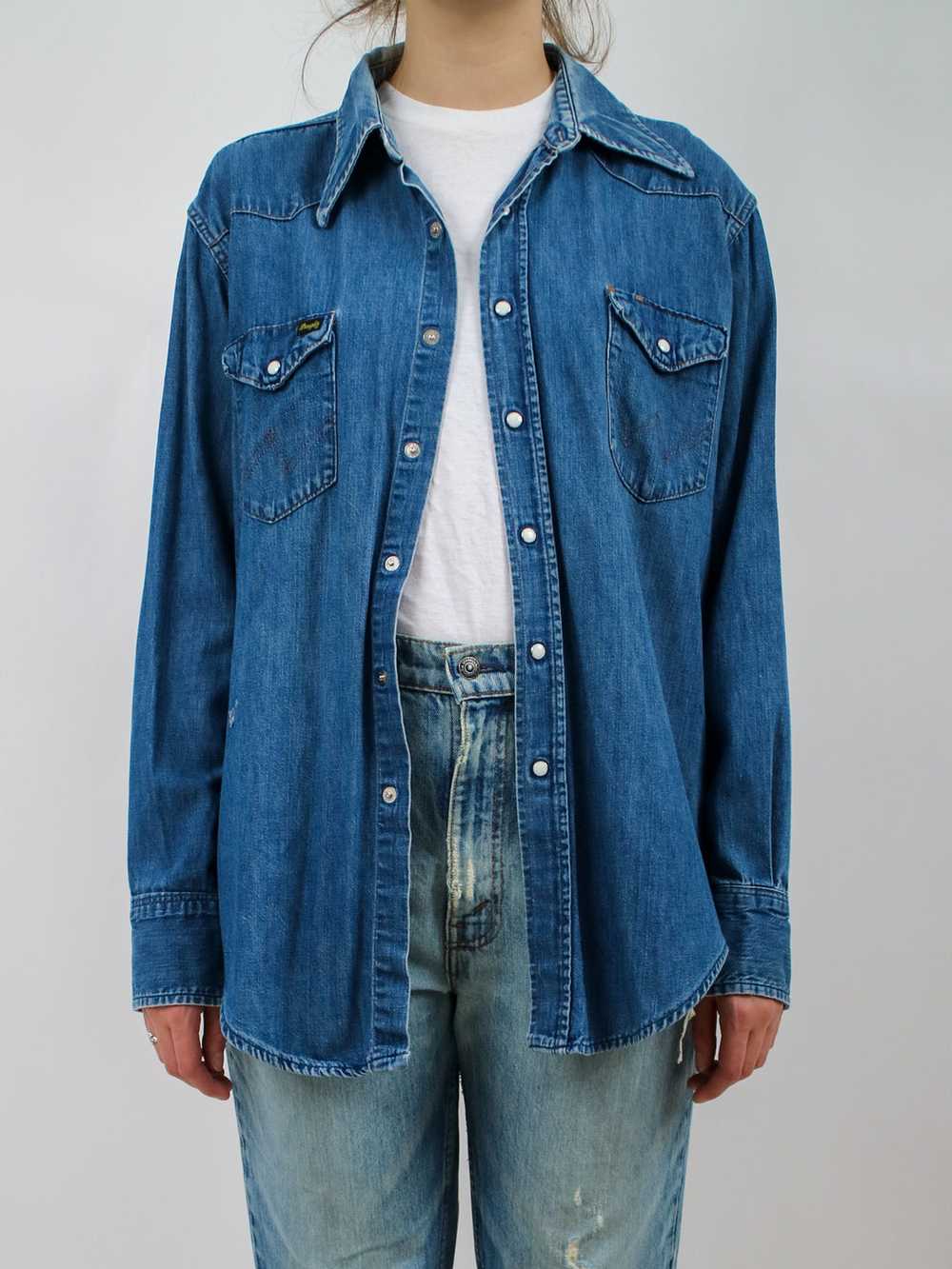 1970s Wrangler Western Style Denim Shirt - image 2