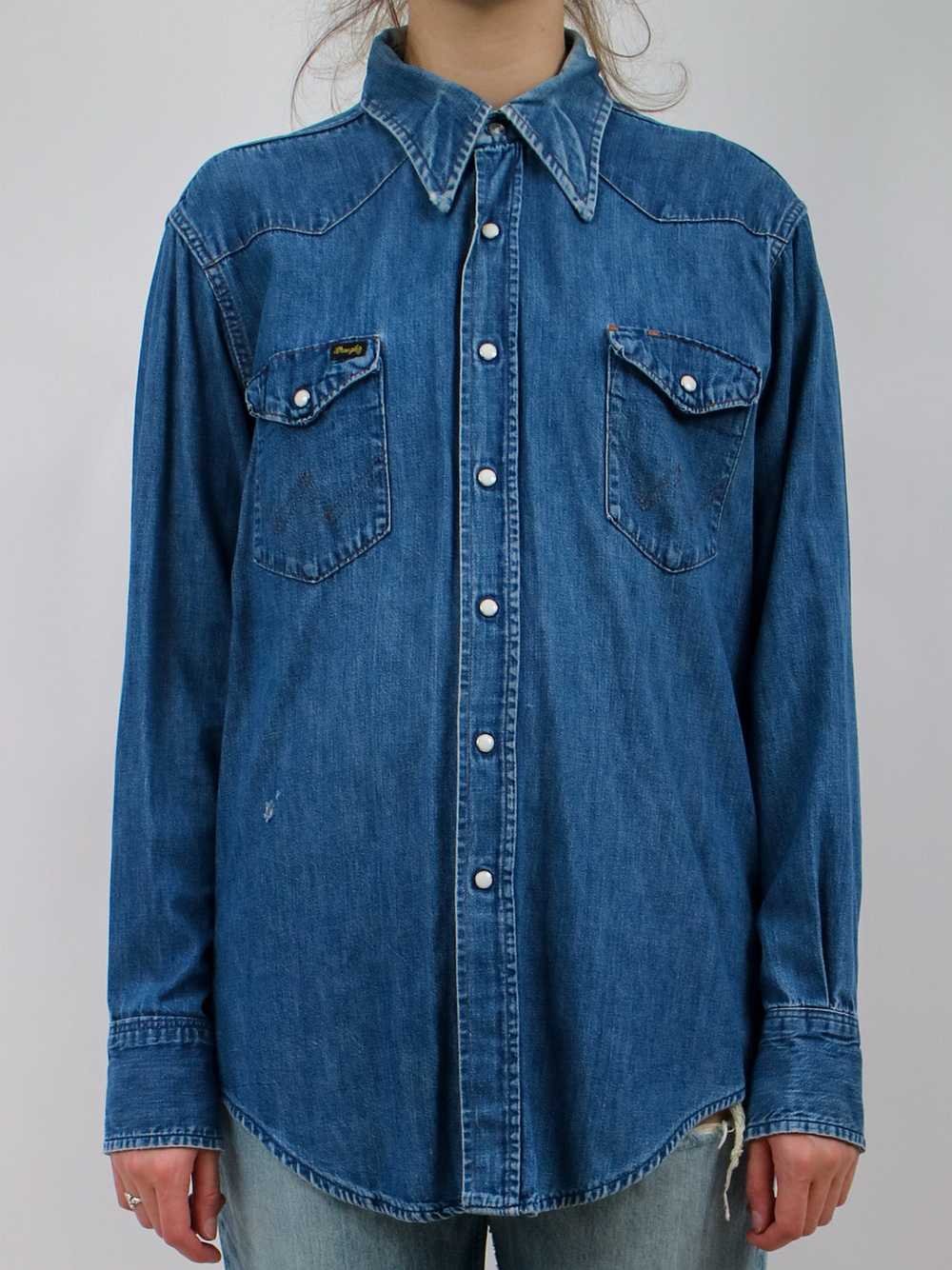 1970s Wrangler Western Style Denim Shirt - image 3