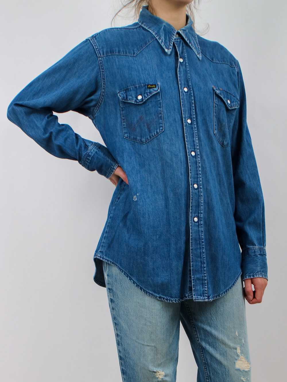 1970s Wrangler Western Style Denim Shirt - image 4