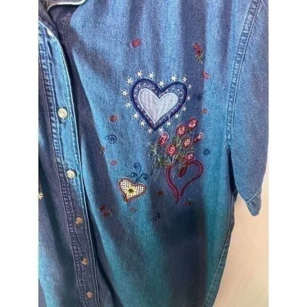 Vintage Bobbi Brooks ladies L heart embroidered s… - image 3