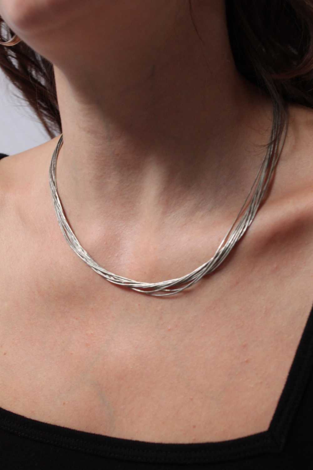 Vintage Sterling Silver Delicate Beaded Rope Neck… - image 5