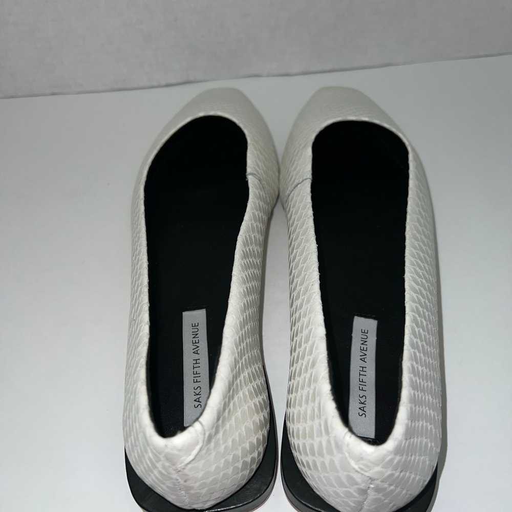 NWOT SAKS FIFTH AVENUE Snake-Embossed White Leath… - image 12