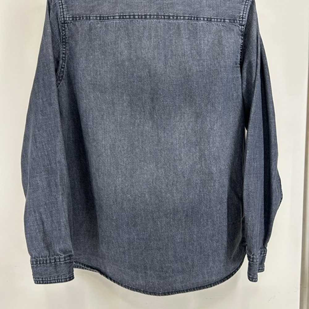 Grey denim cotton button front long sleeve shirt … - image 11