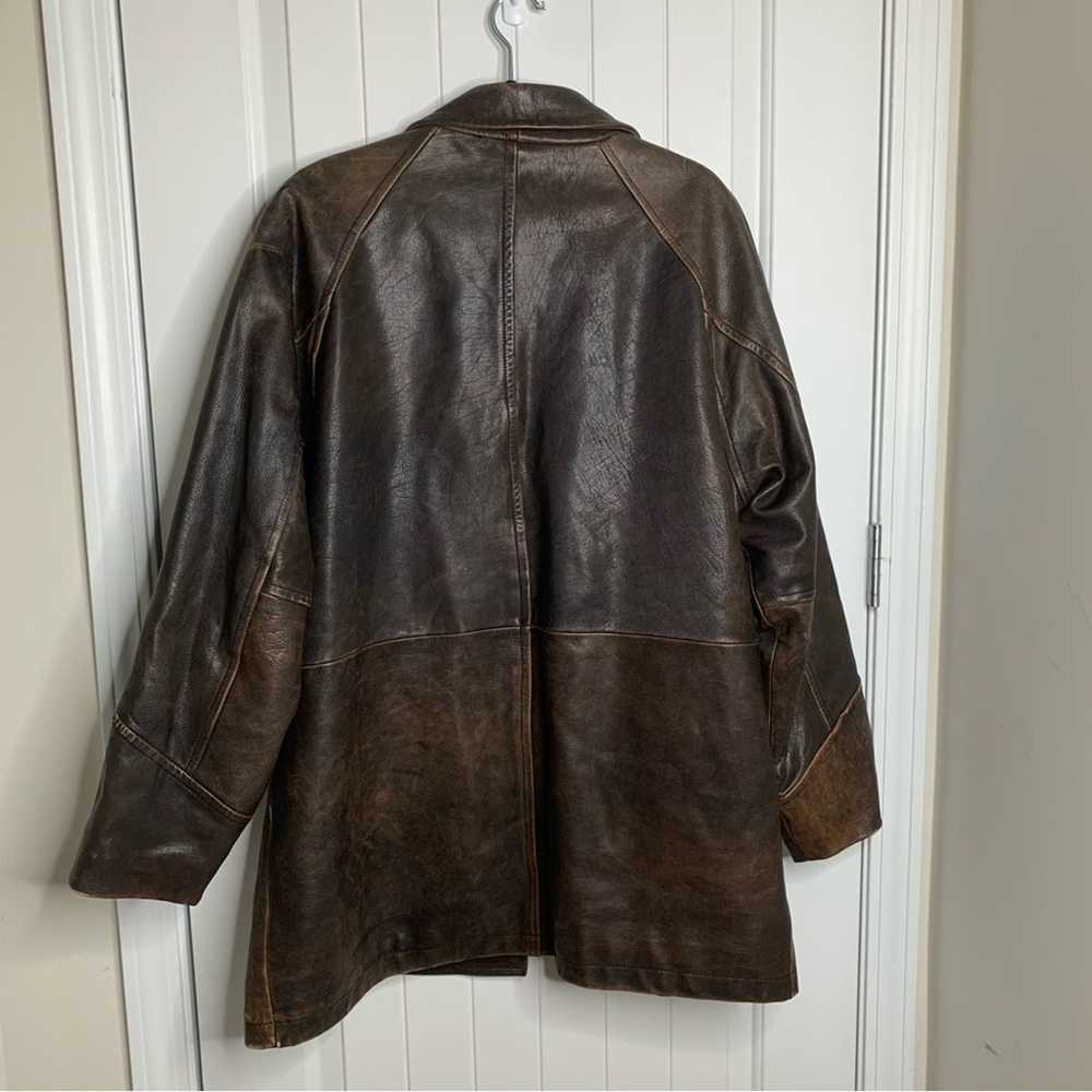 Vintage Vintage 90s y2k distressed brown leather … - image 2