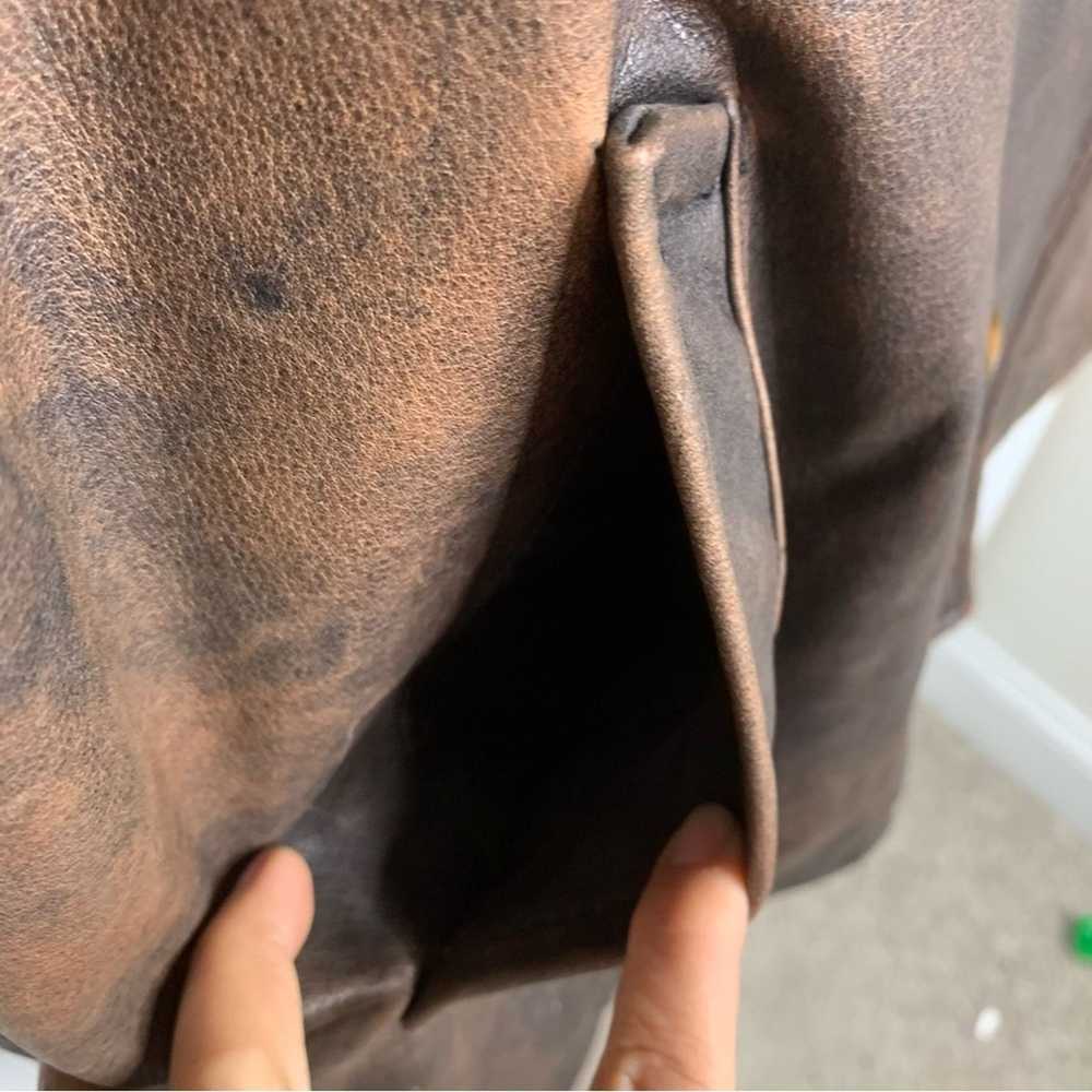 Vintage Vintage 90s y2k distressed brown leather … - image 3