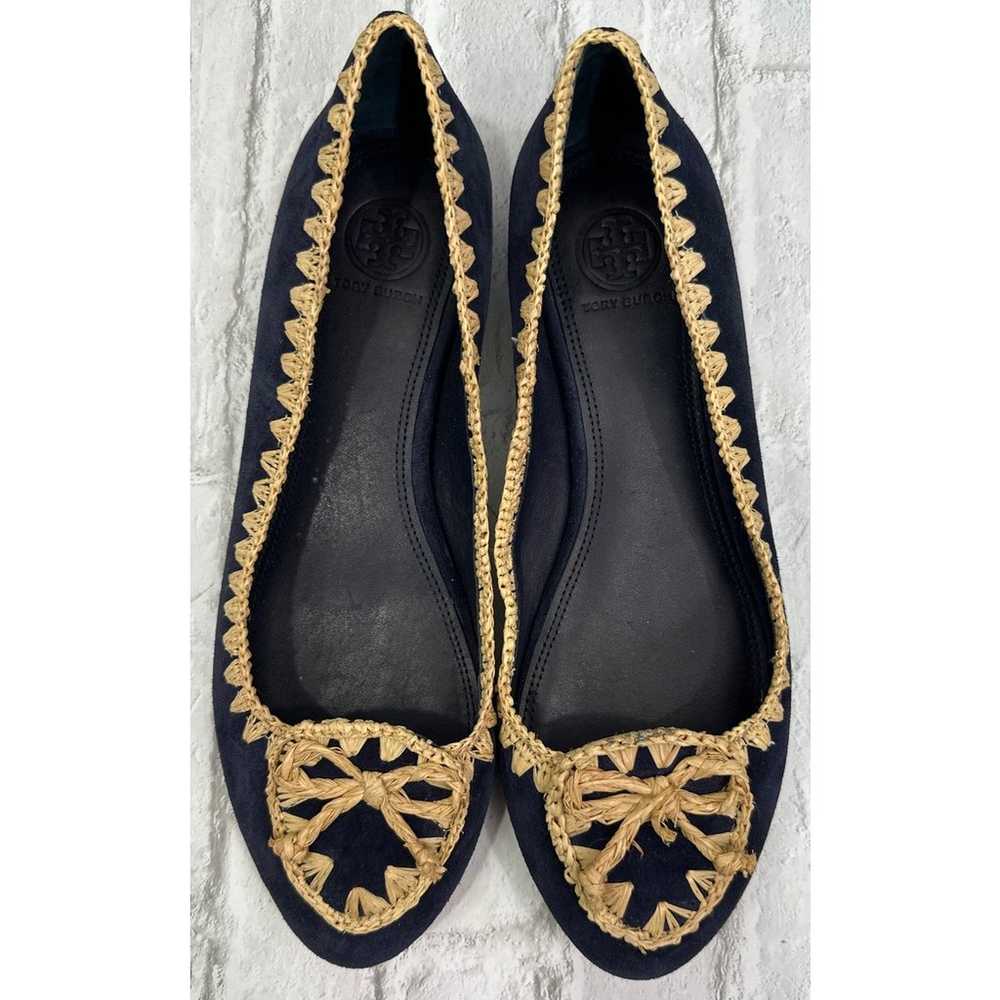 TORY BURCH Natasha Ballet Flat Navy Blue Suede an… - image 2