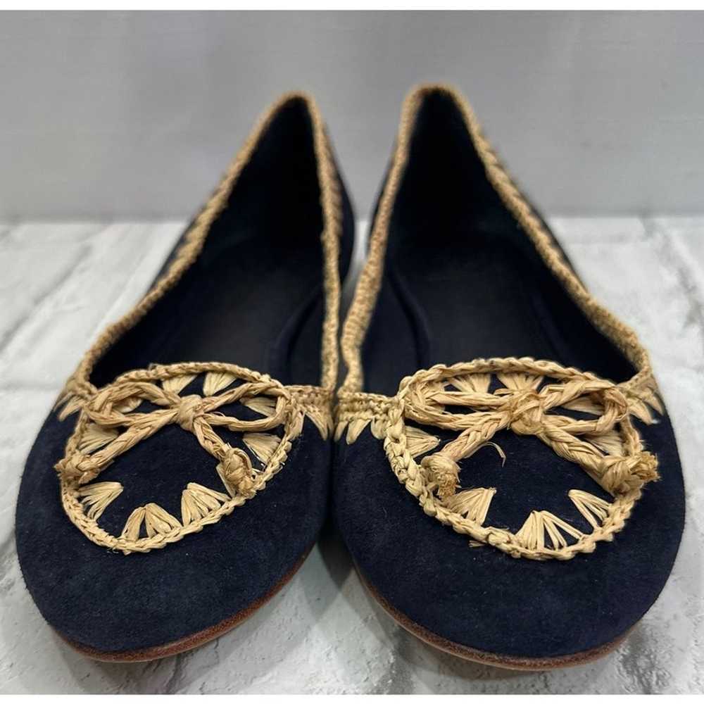 TORY BURCH Natasha Ballet Flat Navy Blue Suede an… - image 3