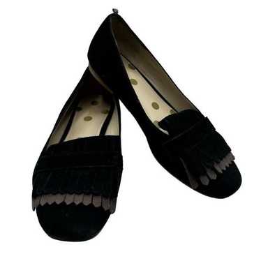 Boden Melody Suede Loafers Black & Pewter Fringe F