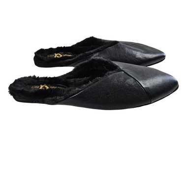 Yosi Samra Valentina Slipper Mule in Black Leather