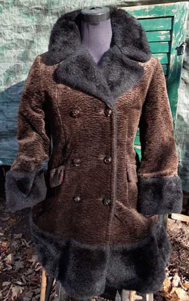 70's Vintage Davis of Boston エコファーコート Vtg Davis of Boston Coat Wool Blend Faux Fur Lined Camel