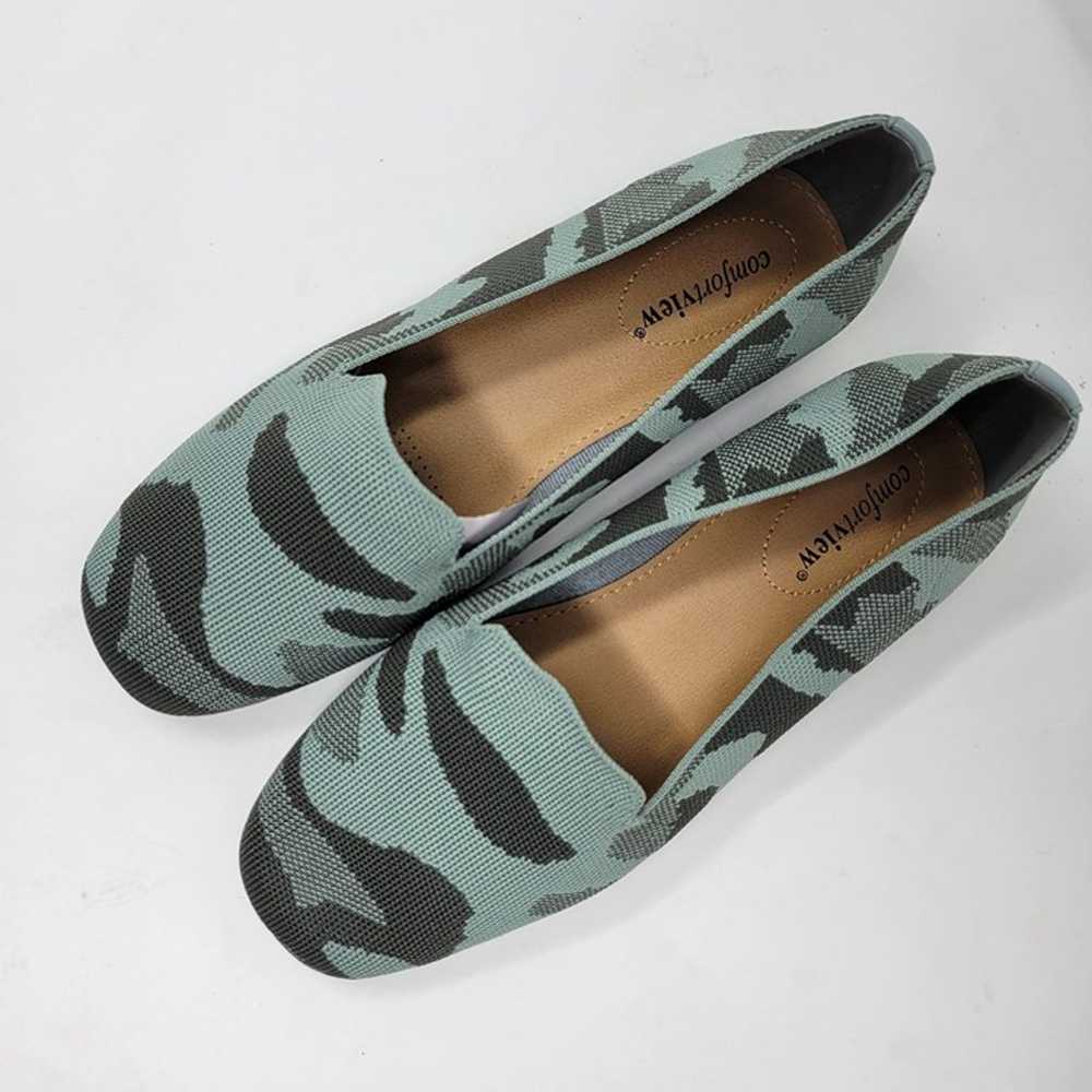 Comfortview Womens 8 Knit Camo Madie Flats Green … - image 4