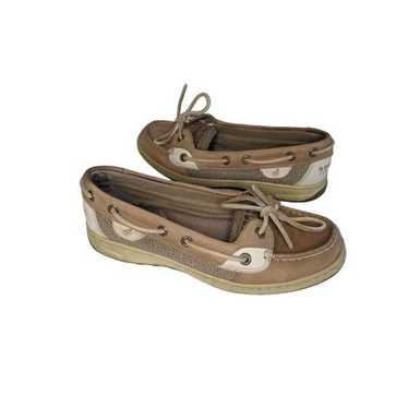 Sperry Top Sider Tan Linen Oat Leather Upper Ange… - image 1