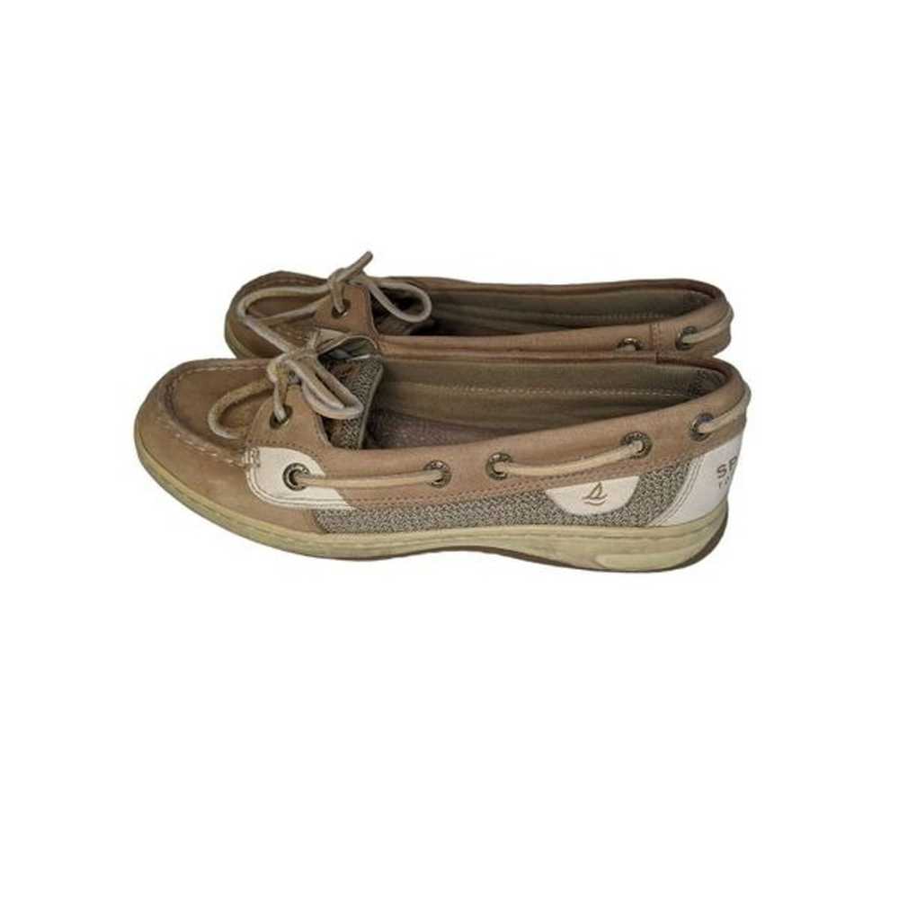 Sperry Top Sider Tan Linen Oat Leather Upper Ange… - image 2