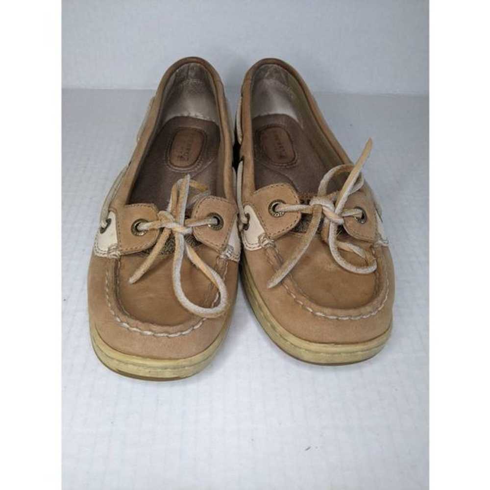 Sperry Top Sider Tan Linen Oat Leather Upper Ange… - image 3