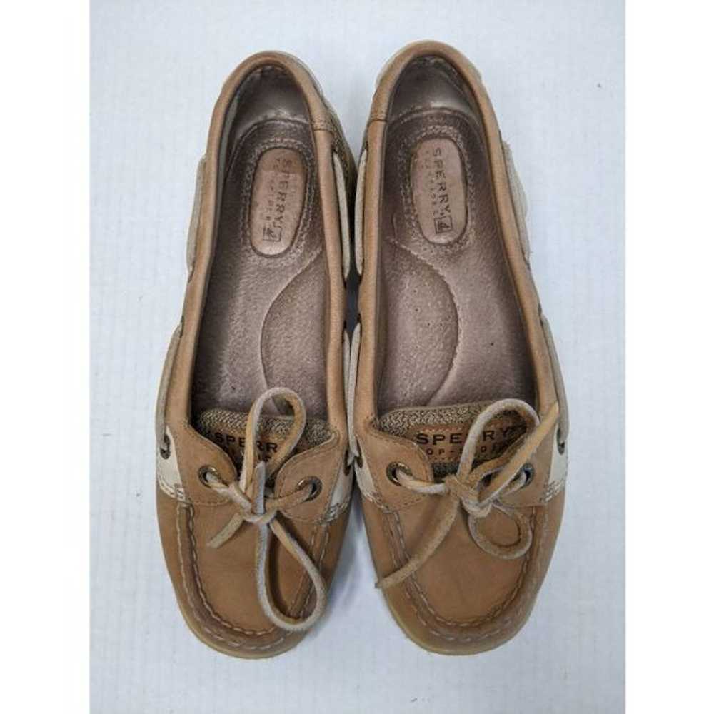 Sperry Top Sider Tan Linen Oat Leather Upper Ange… - image 4