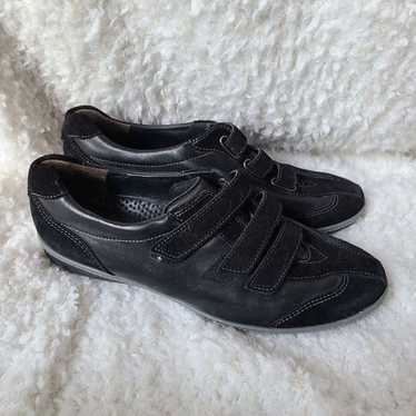 Paul Green Black Leather Sneakers Size US 7.5 - image 1