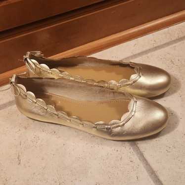 Jack Rogers Women's Gold Scalloped Leather Ballet 