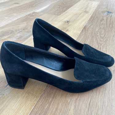 Banana Republic Smoki Black Suede Heeled Loafer