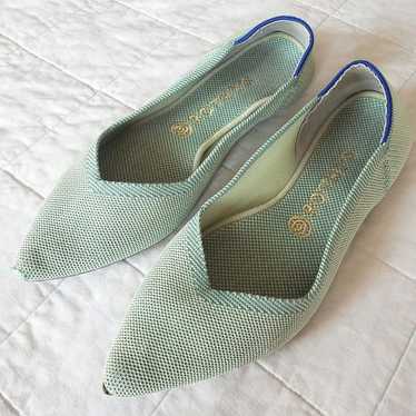 Rothys Womens 9.5 Pointed Toe Flat Light Mint Gree