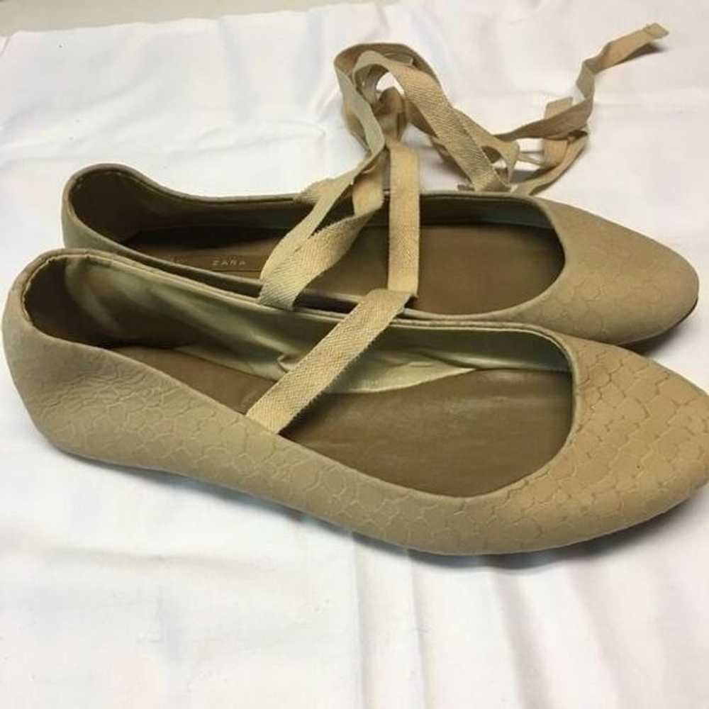 Nwot Zara ballet flats with ankle wrap sz 38 - image 4