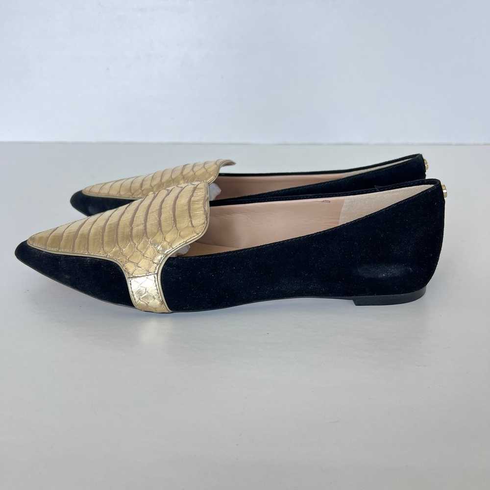 DKNY Dara Black Suede Gold Croc Embossed Leather … - image 5