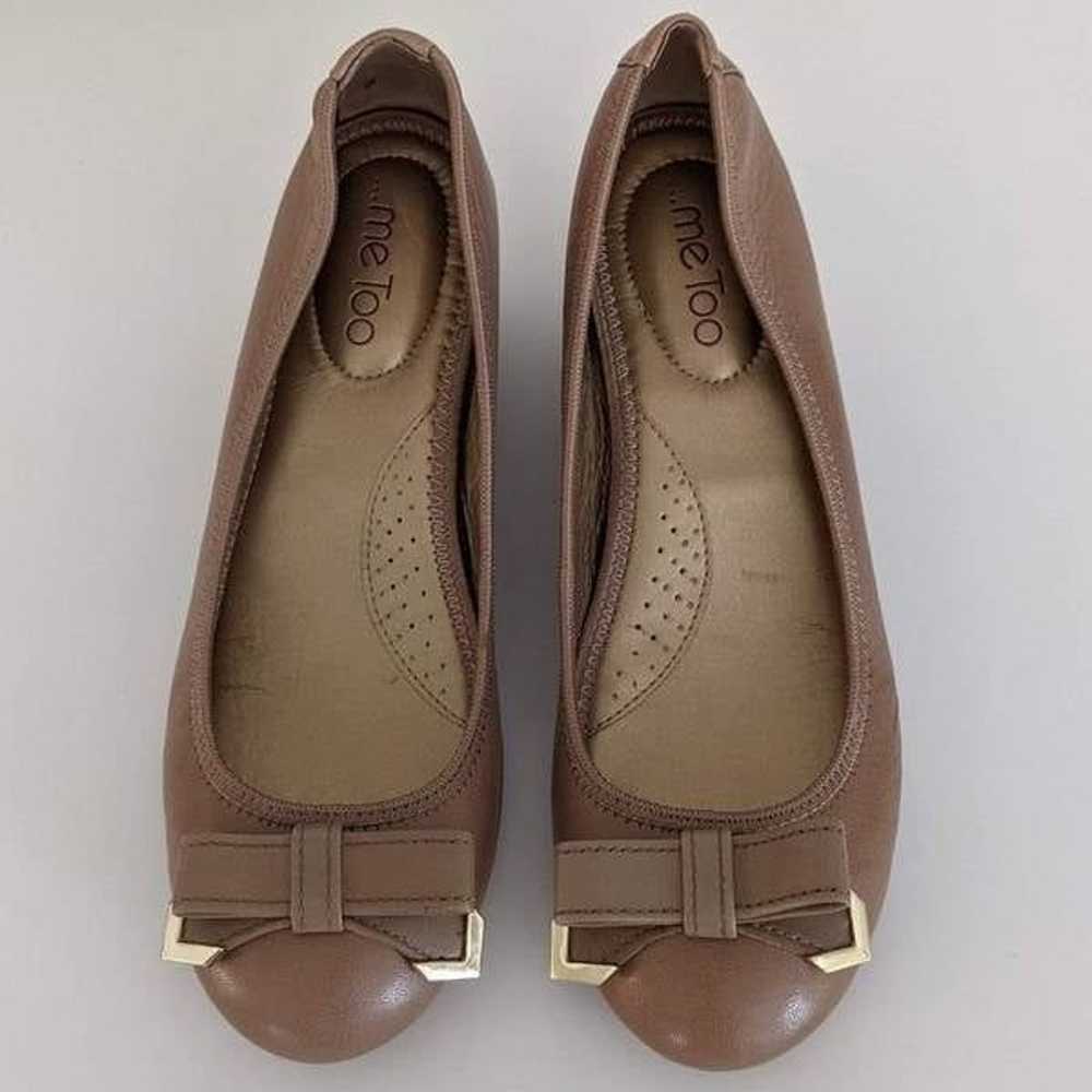 Me Too Racer Tan Leather Round Toe Wedge Flats 10 - image 3