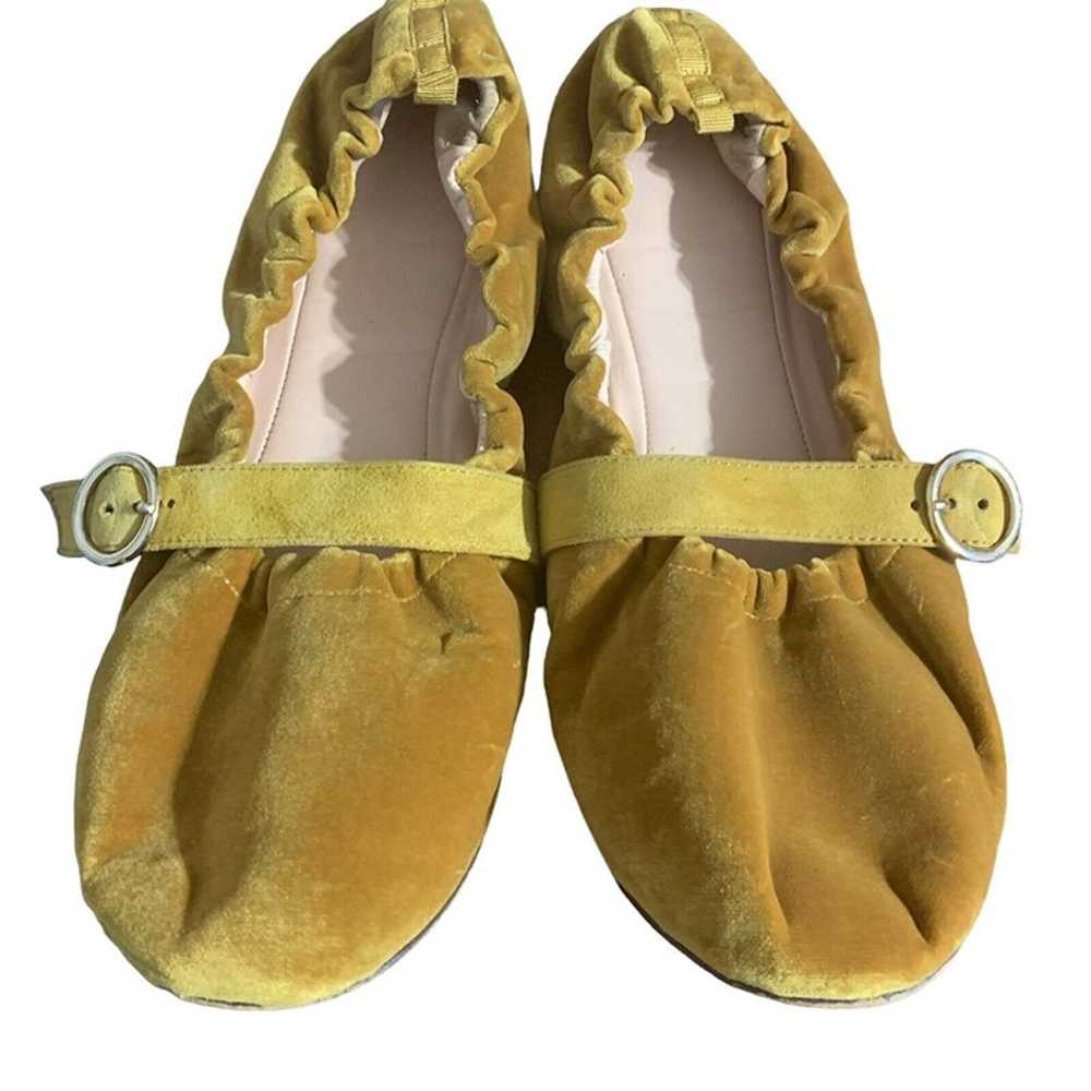 J Crew Velvet Mary Jane Ballet Flat Gold Shoes Si… - image 6