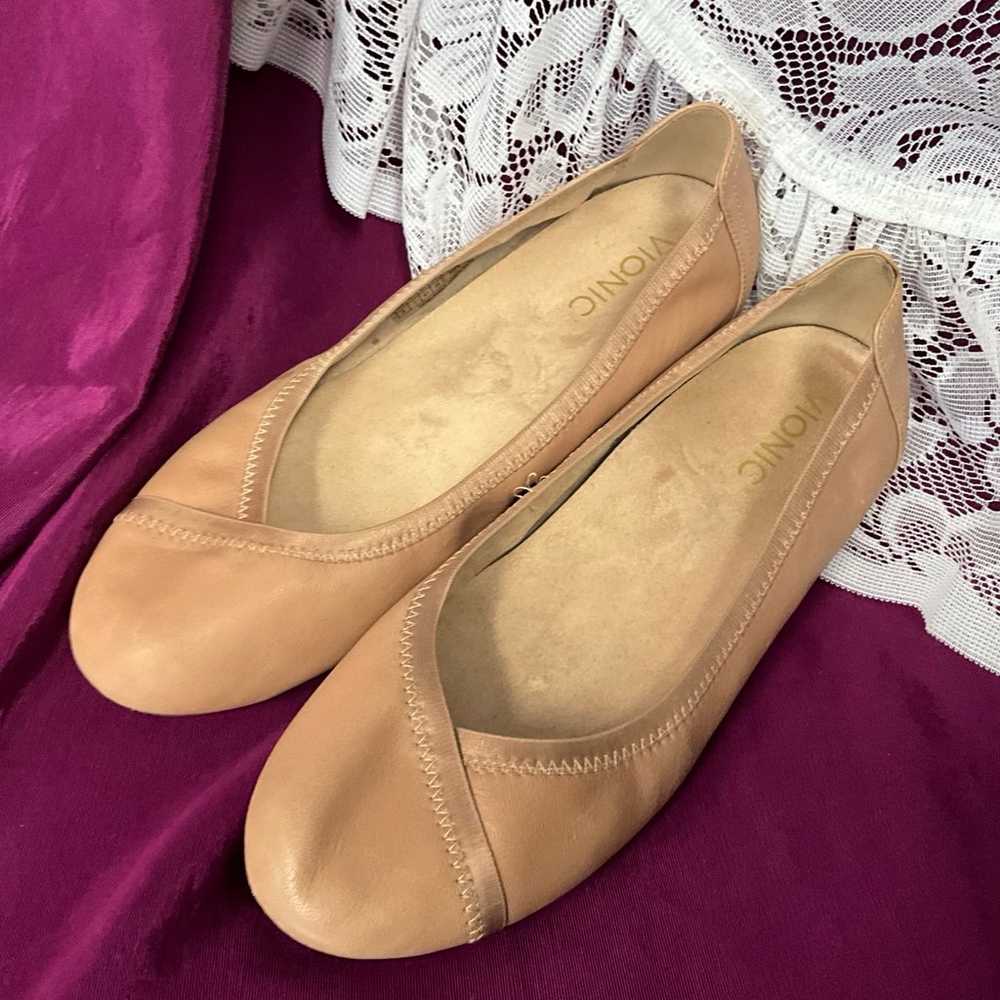 Vionic Caroll Ballet Flat Soft Tan Leather Size 9… - image 3