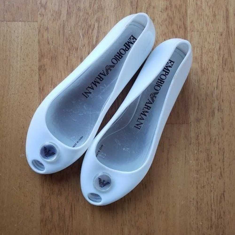 ARMANI White Jelly Peep Toe Flats - image 2