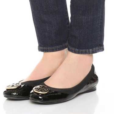 Tory Burch black patent Caroline flats