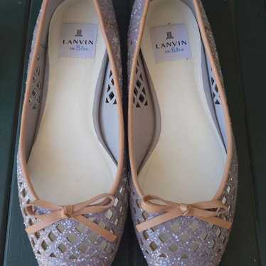 LANVIN en Bleu Ribbon Motif Flat Shoes