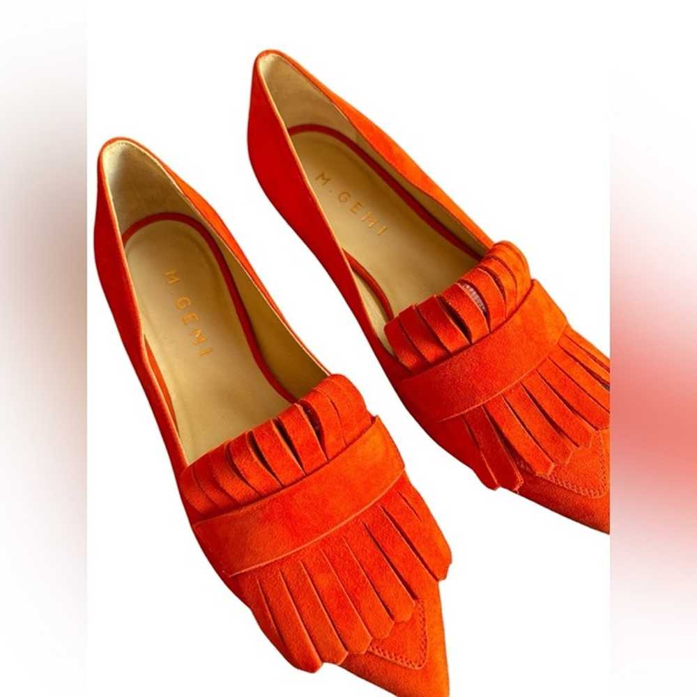 M. Gemi Pointed Fringe Slip On Suede Burnt Orange… - image 4