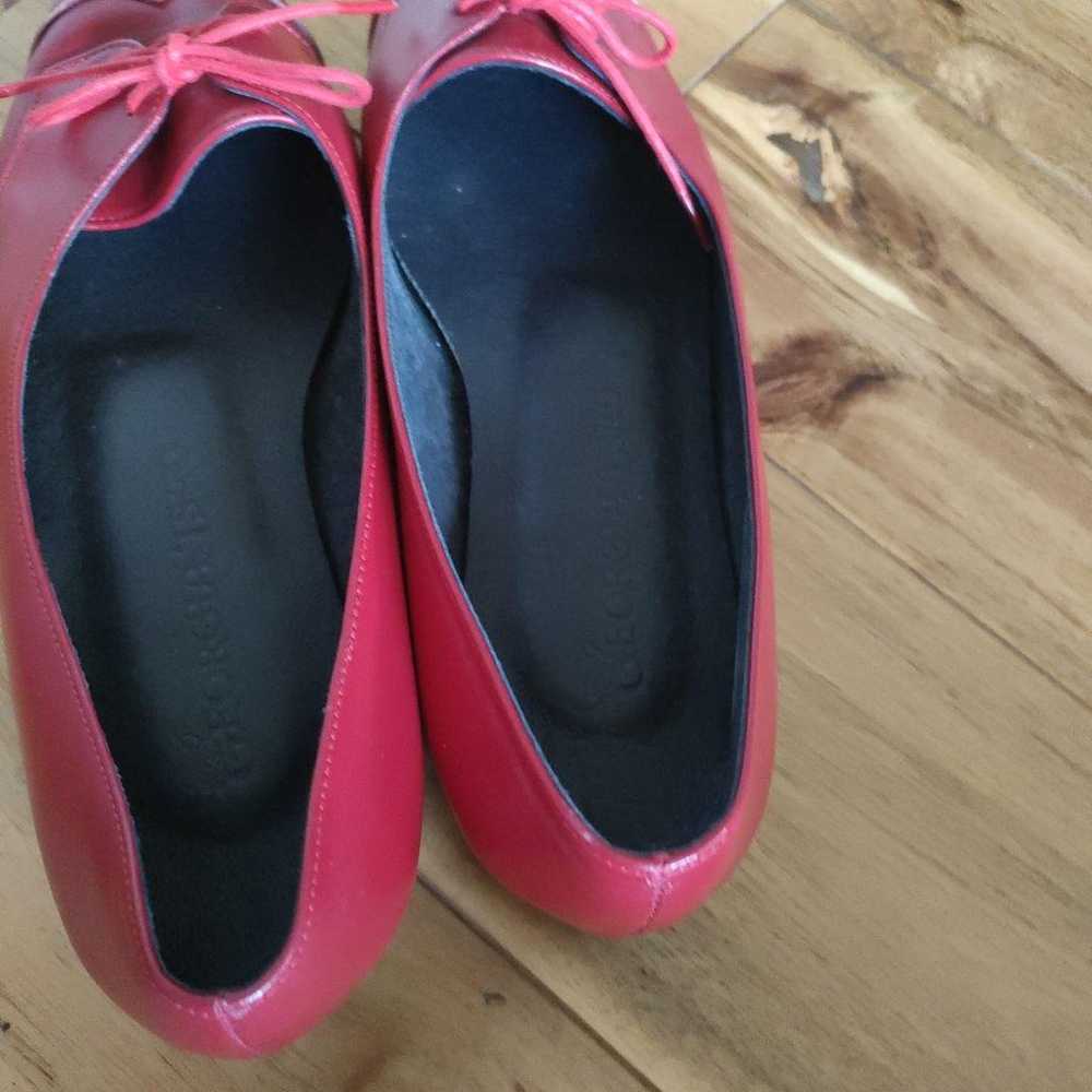 Georgia Tsao Red Ballet Flats with Ribbons, Size … - image 3