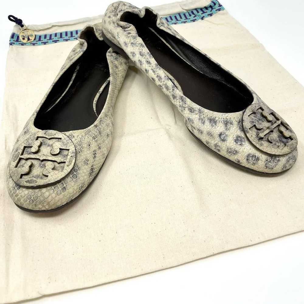 Tory Burch Reva Leather Slip On Ballet Flats Snak… - image 1