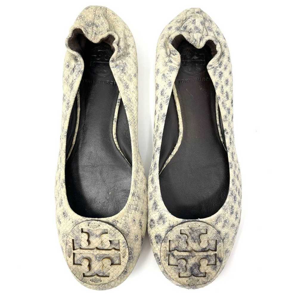 Tory Burch Reva Leather Slip On Ballet Flats Snak… - image 2