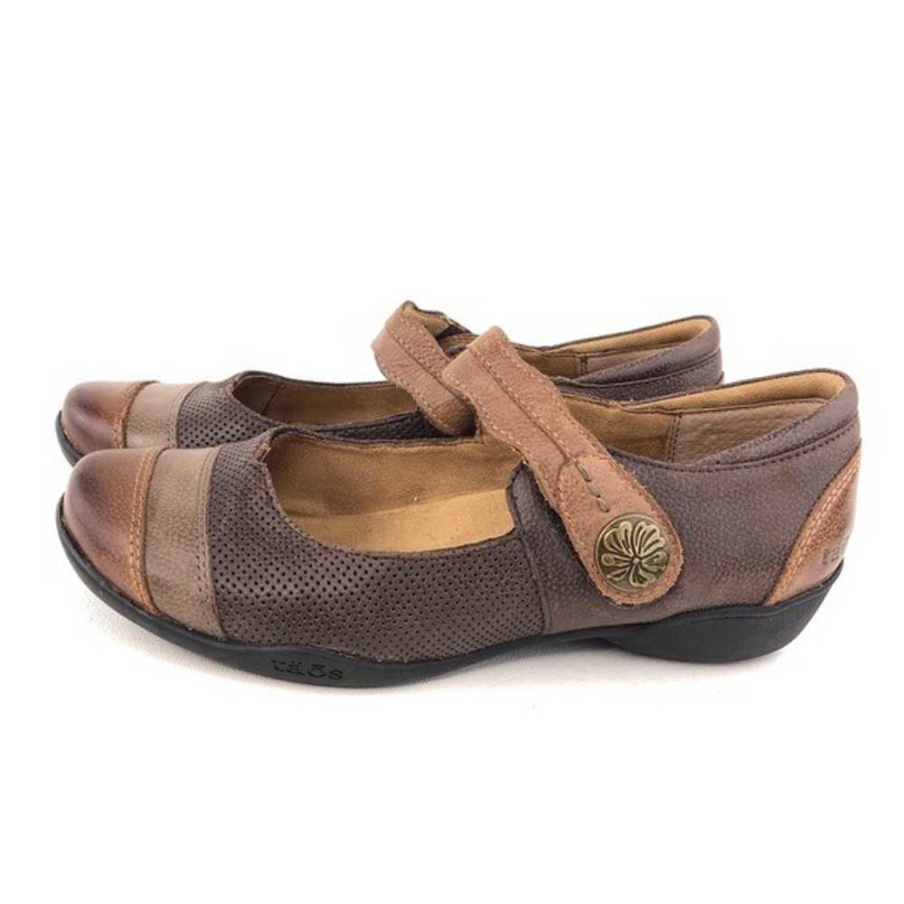 Taos Bravo Brown Leather Mary Jane Shoes 8 W Wide - image 2