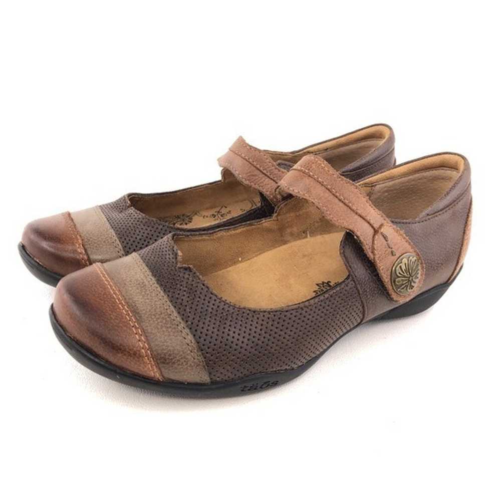 Taos Bravo Brown Leather Mary Jane Shoes 8 W Wide - image 3