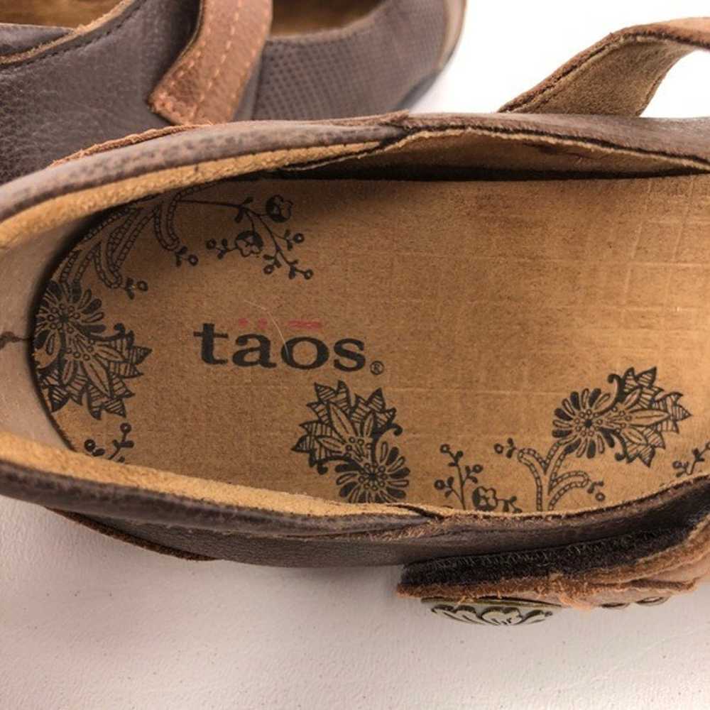 Taos Bravo Brown Leather Mary Jane Shoes 8 W Wide - image 9