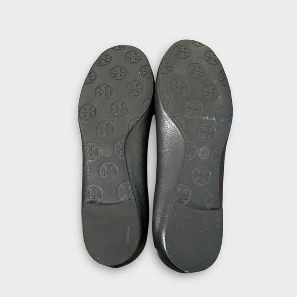 Tory Burch Reva Ballet Flats 5 Black Leather Silv… - image 6