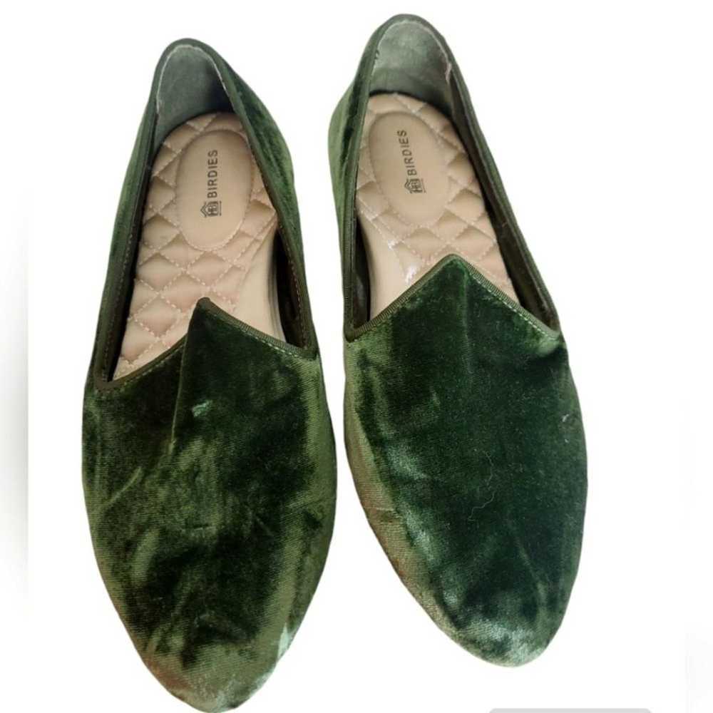 NEW Birdies the Heron green velvet flats Slip on … - image 2