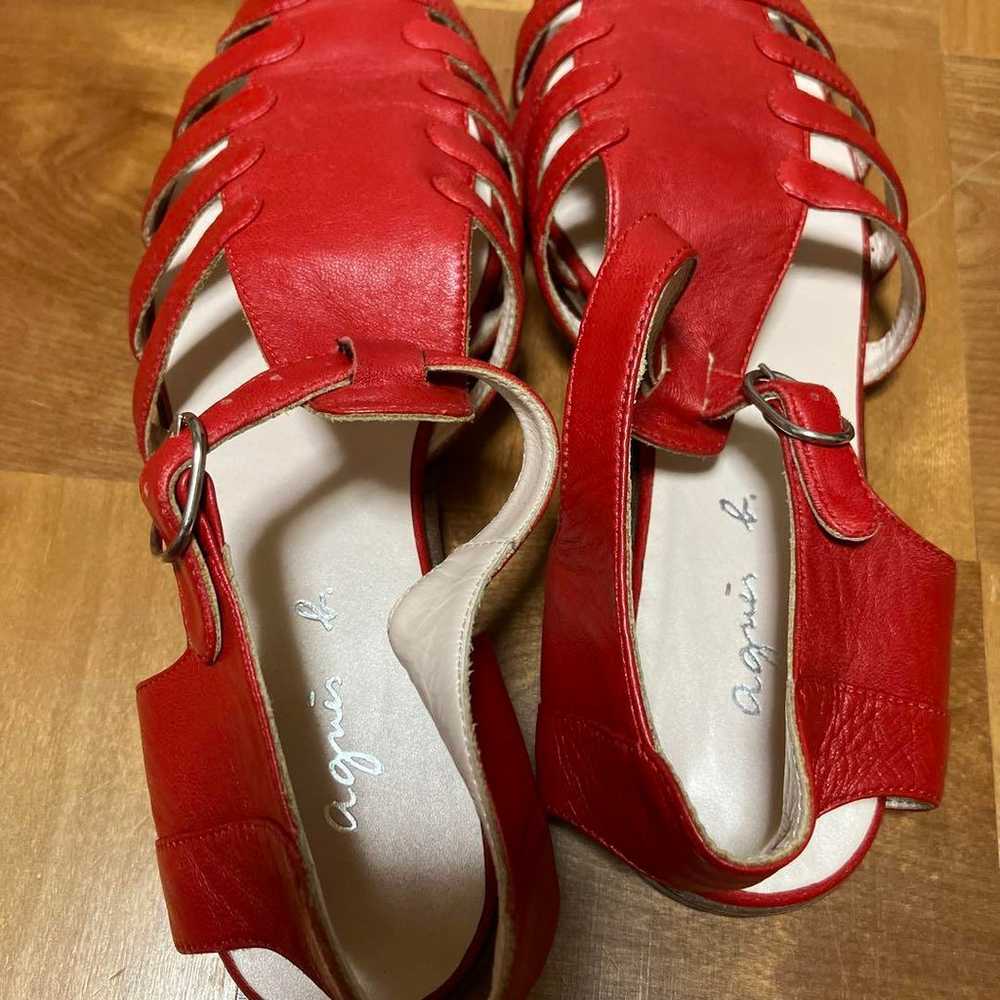 Agnes B Red Mesh Flat Shoes Size 39 - image 2