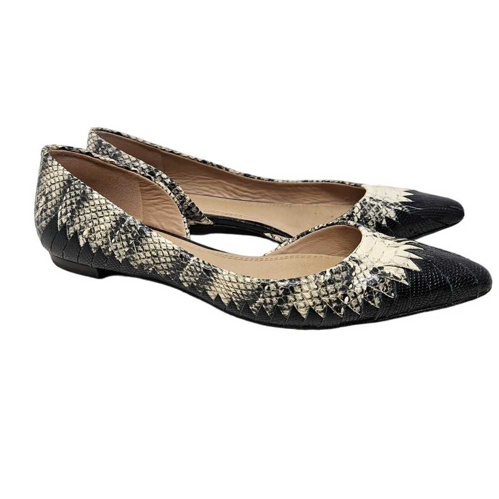 Tory Burch 7.5 D'Orsay Black White Snakeskin Leat… - image 1